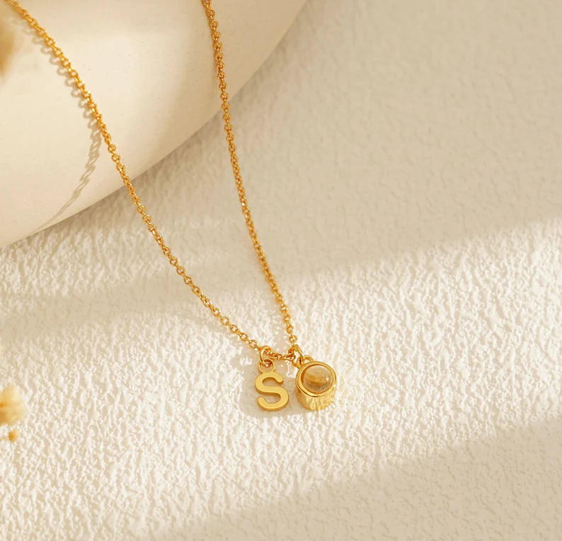 Round Shape With Single Alphabet Projection Necklace