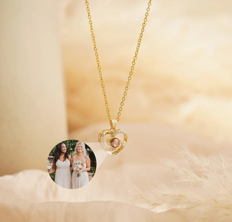 Heart Outline Photo Projection Necklace