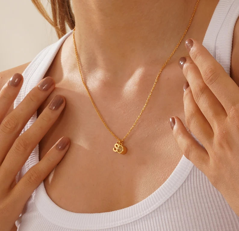 Round Shape With Single Alphabet Projection Necklace