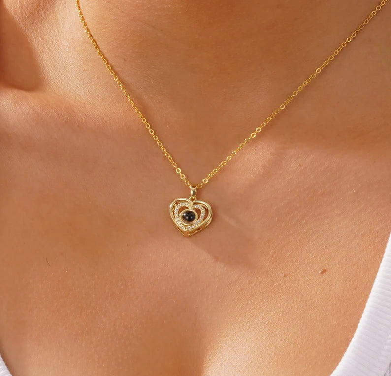 Heart Shape Diamond Projection Necklace