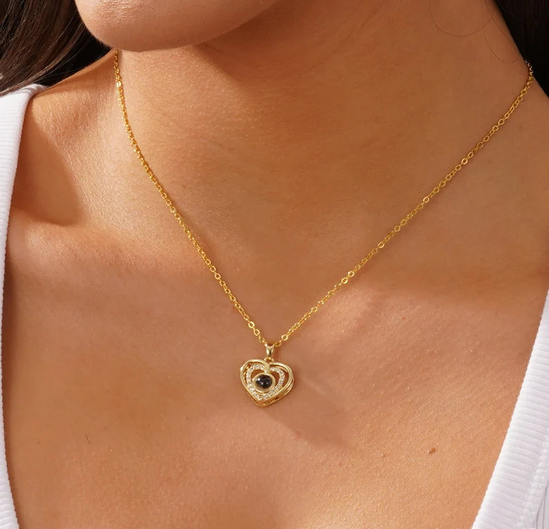 Heart Shaped OutLine Projection Necklace