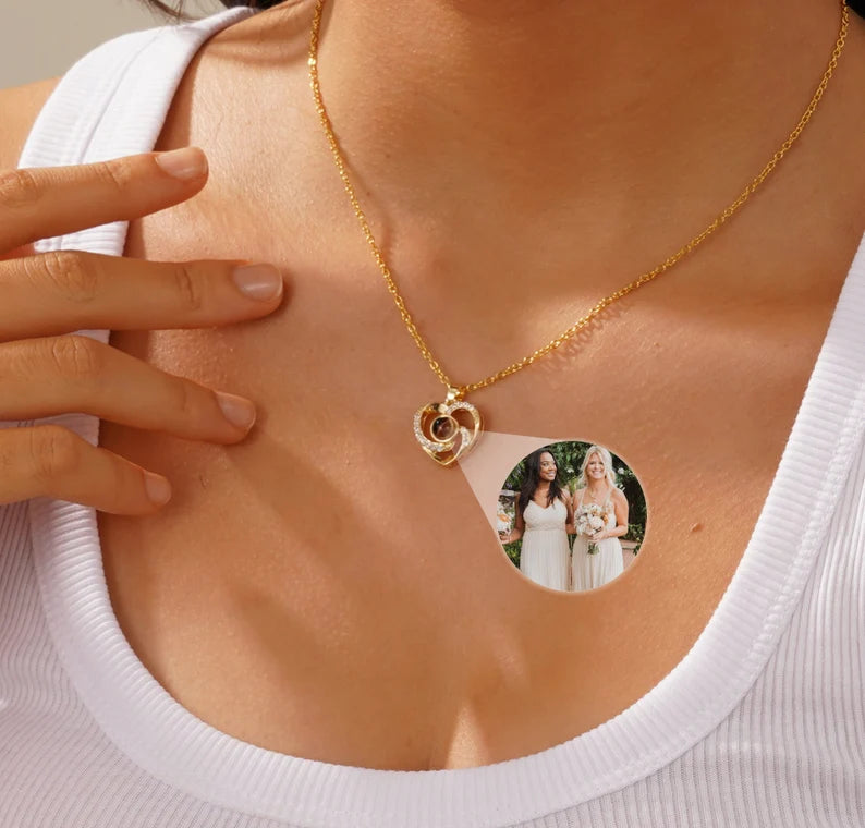 Heart Outline Photo Projection Necklace