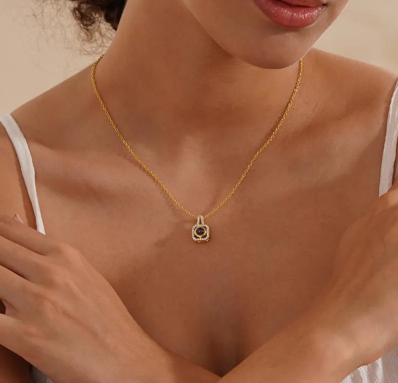 Square Shaped Projection Necklace